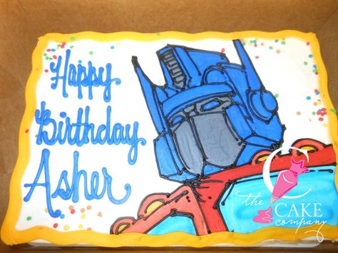 Transformer cake Transformers Sheet Cake, Transformers Birthday Cake, Birthday Sheet Cake, Transformers Cake, Transformers Birthday, Birthday Sheet Cakes, Transformer Birthday, Krispy Treats, Rice Krispy