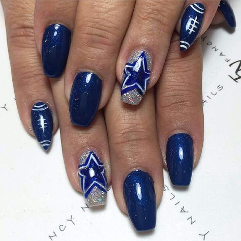 Cowboys nails Dallas Cowboys Nail Designs, Cowboys Nails, Dallas Cowboys Nails, Cowboy Nails, Gel Nail Art Designs, Fabulous Nails, Gel Nail Art, Nails Designs, How To Do Nails