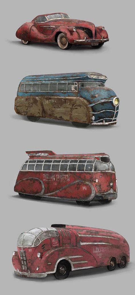 Diesel Punk Aesthetic, Diesel Punk Art, Dieselpunk Car, Retro Futuristic Car, Decopunk Retro Futurism, Fallout Cars, Steampunk Cars, Concept Vehicles, Fallout Vehicles