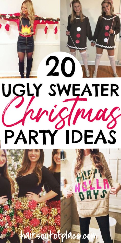 Ugly Sweater Christmas Party Ideas, Diy Ugly Christmas Sweater Ideas, Easy Ugly Christmas Sweater, Ugly Sweater Outfits, Homemade Ugly Christmas Sweater, Ugly Christmas Sweater Diy Funny, Ugly Christmas Sweater Diy, Christmas Sweaters Diy, Christmas Sweater Diy