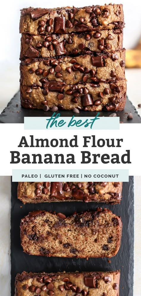 Banana Bread Almond Flour, Almond Flour Banana Bread, Banana Bread With Chocolate Chips, Almond Flour Banana, Banana Bread With Chocolate, Bread With Chocolate Chips, Bread With Chocolate, Paleo Banana Bread, Flours Banana Bread