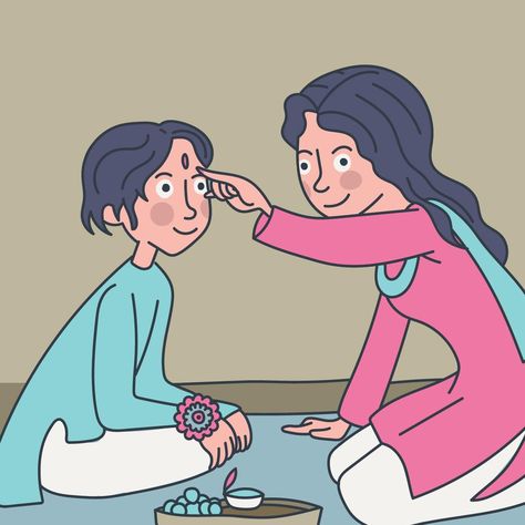 Girl And Boy During Rakhi Festivity Girl And Boy, Raksha Bandhan, Vector Art, Vector Free, Royalty, This Is Us, Royalty Free, For Free, Clip Art