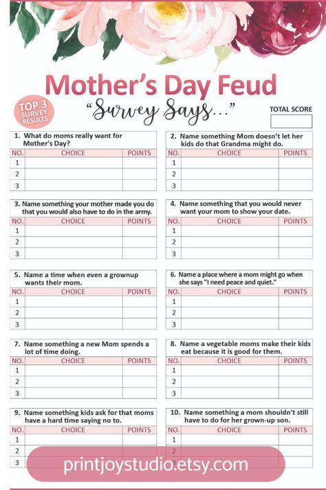 Mothers Day Senior Activities, Free Mother's Day Games, Games For Mother’s Day Party, Mothers Day Gathering Ideas, Mother’s Day Party Activities, Mother's Day Brunch Activities, Mother’s Day Banquet Ideas, Fun Mother's Day Games, Mothers Day Party Theme