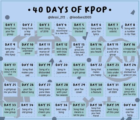 Kpop Challenge! Everyday for 40 days, post a Song that fits the challenge of the day! @despinamilena 30 Day Kpop Challenge, 30 Days Of K-pop, Best Kpop Songs List, 30 Days Idol Challenge, Photocard Challenge, 30 Days Of Kpop, Kpop Activities, Kpop Song Challenge, Kpop Trainee Daily Schedule