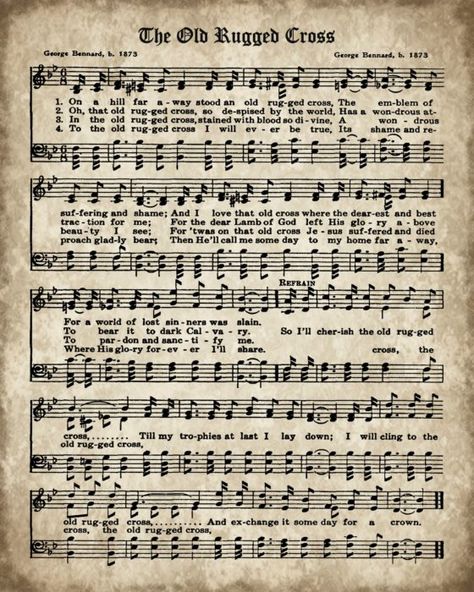 Printable Hymn Book Page - The Old Rugged Cross The Old Rugged Cross Art, Old Rugged Cross Lyrics, The Old Rugged Cross Sheet Music Free Printable, Rugged Cross Image, The Old Rugged Cross Printable, Old Rugged Cross Art, Free Printable Hymns Sheet Music Old Rugged Cross, The Old Rugged Cross Sheet Music, Old Rugged Cross Sheet Music Printable