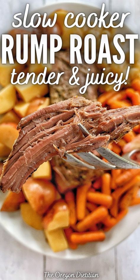 Slow cooker rump roast is tender & shreds easily! Crockpot beef pot roast with vegetables like potatoes & carrots is a healthy & easy dinner! The ultimate slow cooker pot roast is easy, simple, & can even be made with previously frozen beef. With the right seasonings, like ranch mix and beef broth, this pot roast recipe becomes the best, and the most tender. Rump roast is one of the healthiest and leanest cuts of beef, but can still be made tender and juice in the slow cooker or crockpot! Easy Slow Cooker Pot Roast Simple, Low Sodium Beef Roast Crock Pot, Low Sodium Pot Roast Slow Cooker, Crockpot Beef Roast With Vegetables, Low Sodium Roast Crock Pot, Low Sodium Pot Roast, Crockpot Beef Pot Roast, Tender Rump Roast, Slow Cooker Rump Roast