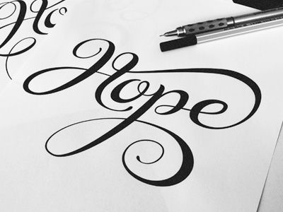 This would be a pretty tattoo. i bet it would be hard to change the widths like that. .by José Hope Calligraphy, Hand Drawn Type, Hand Lettering Inspiration, Beautiful Lettering, Cool Typography, Hand Drawn Lettering, Beautiful Typography, Piece Of Paper, Creative Lettering