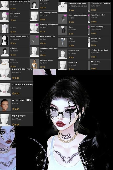 Made by me : STASY LOVE Imvu Emo Outfits, Imvu Y2k Outfits Ideas, Imvu Makeup Look, Imvu Hair Ideas, Imvu Skins Ideas, Fit Imvu, Imvu Avatar Ideas, Imvu Avi Ideas, Imvu Hairstyles