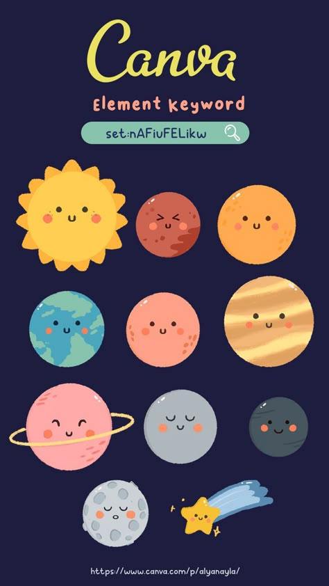 Solar System Stickers, Font Canva Lettering, Keyword Elements Canva, Graphic Shapes Design, Desain Buklet, Canvas Learning, Canva Element, Canva Elements, Canva Tutorial