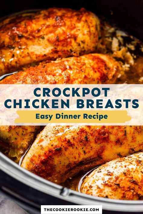 Crockpot Chicken Breasts, Chicken Breast Recipes Slow Cooker, Cooking Frozen Chicken Breast, Chicken Breast Slow Cooker, Chicken Breast Crockpot Recipes, Crockpot Chicken Breast, Chicken Crockpot Recipes Easy, Chicken Breast Recipes Baked, The Cookie Rookie