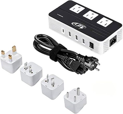 Key Power 230-Watt Step Down 220V to 110V Voltage Converter & International Travel Adapter/Power Converter with Type C Port 18W - [Use for USA Appliance Overseas in Europe, AU, UK, Ireland, etc.] International Travel Adapter, Universal Travel Adapter, Cpap Machine, Camera Batteries, Power Converter, Travel Adapter, Electric Heating, Adapter Plug, Amazon Com