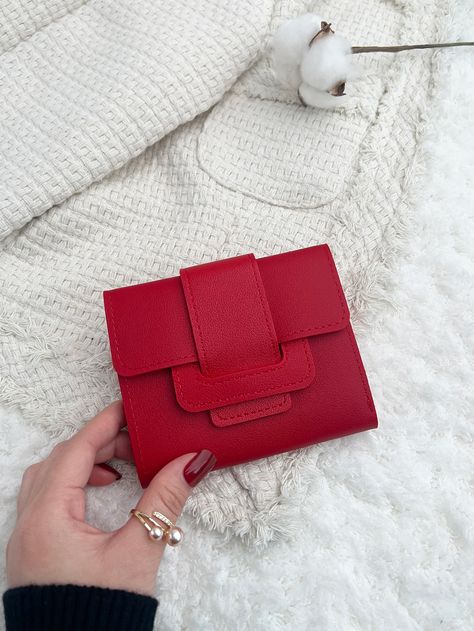 Red Fashionable   PU Leather Plain Small Wallet Embellished   Women Bags Red Wallets For Women, Minimalist Wallet Women, Red Wallet, Luxury Lifestyle Dreams, Boutique Dress Designs, Boutique Dress, Minimalist Wallet, Small Wallet, Womens Purses