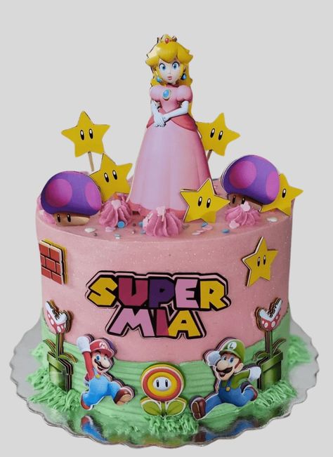 Princess Peach Birthday Cake Ideas Images (Pictures) Peach Cake Design, Peach Birthday Cake, Princess Peach Cake, Princess Peach Birthday, Papa Birthday, Peach Birthday, Marvel Cake, Princess Birthday Cake, Baker Cake