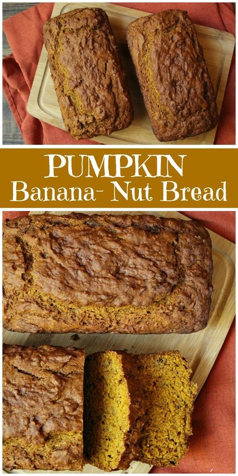 Pumpkin Banana Nut Bread Recipe, Pumpkin Banana Nut Muffins, Pumpkin Banana Walnut Bread, Pumpkin Banana Nut Bread, Banana Bread Recipe 3 Ingredients, Nut Breads, Quick And Easy Banana Bread Recipe, Pumpkin Nut Bread, Honey Hive