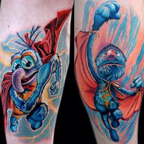 Grover Tattoo, Super Grover, Comic Tattoo, Jim Henson, Forearm Tattoos, Color Tattoo, Tattoo Images, Sesame Street, Tattoos For Guys