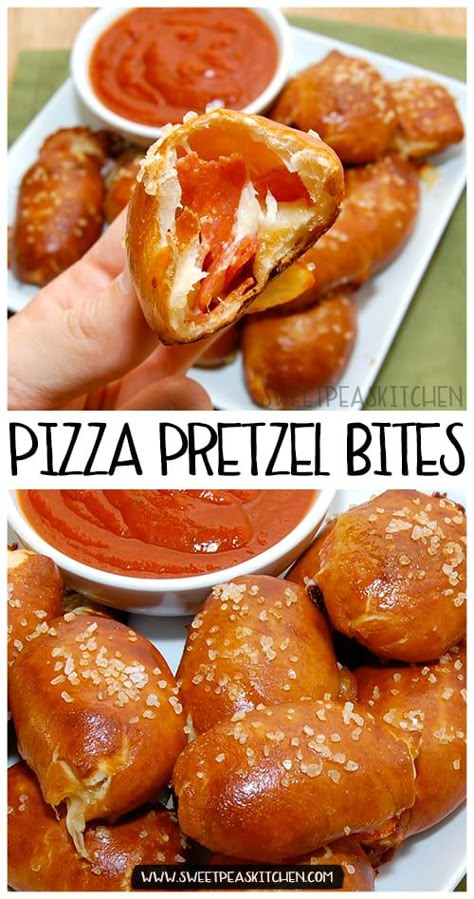 Wetzel Pretzel Pizza Bites Recipe, Pepperoni Pretzel Bites, Pretzel Pizza Bites, Pizza Pretzel, Pretzels Sweet, Pretzel Pizza, Mini Pizza Bites, Homemade Soft Pretzels, Pizza Bites