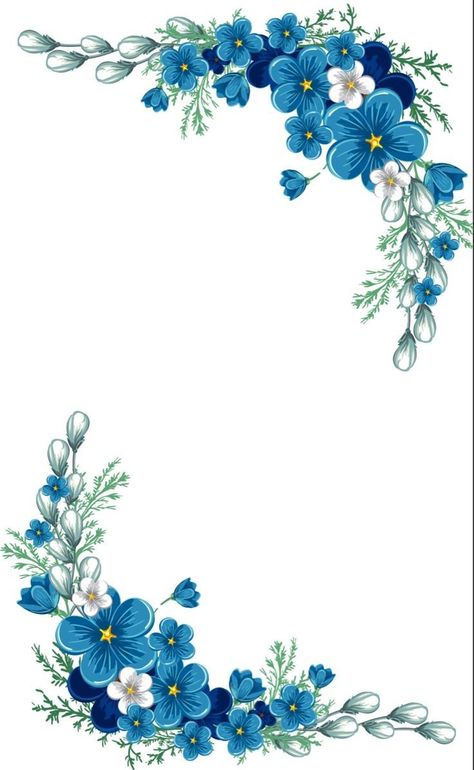 Blue Flower Border Frame, Blue Frame Border Design, Blue Flower White Background, Blue Flower Frame, Blue Border Design, Blue Flower Border, Blue Flower Tattoos, Blue Flowers Background, Flower Background Design