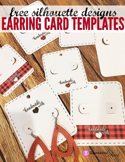 Free Silhouette Earring Card Templates (Set of 8) - Silhouette School Earring Cards Template, Silhouette Cameo Cards, Free Silhouette Designs, Silhouette School Blog, Silhouette Earring, Diy Leather Earrings, Silhouette Cameo Tutorials, Silhouette School, Packaging Ideas Business