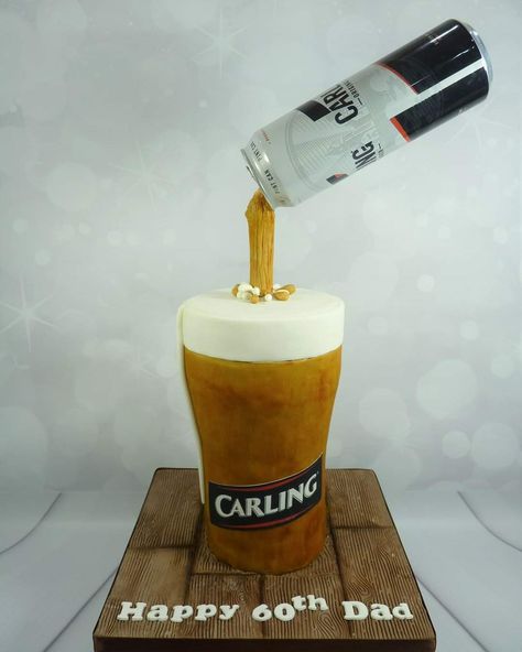 Beer Decorated Cake, Beer Mug Birthday Cake, Beer Glass Cake Birthday, Irish Cakes, Beer Shaped Cakes For Men, Pouring Beer Cake, 70th Birthday Cake For Men, Alcohol Cakes, Irish Cake