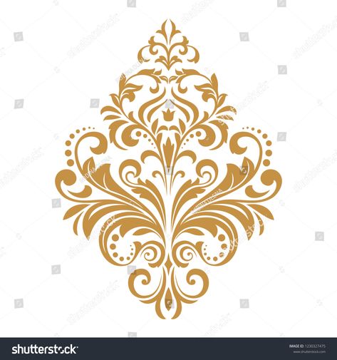 Damask graphic ornament. Floral design element. Gold vector patternornament#Floral#Damask#graphic Gold Vector, Floral Damask, Texture Design, Vector Pattern, Lace Design, Design Element, Royalty Free Photos, Damask, Design Elements