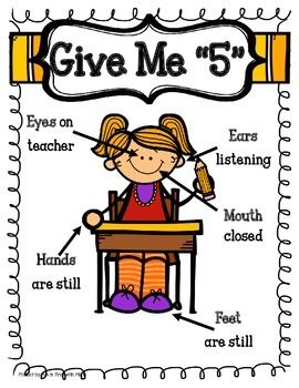 Give Me 5! Poster Chinese Activities, Counseling Corner, Spanish Classroom Ideas, Fall Classroom Decorations, Fall Classroom, Substitute Teaching, Back To School Tips, Class Rules, Visual Supports