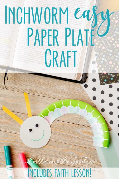 Inchworm Easy Paper Plate Crafts for Kids from Hey Creative Sister Inchworm Craft, Easy Paper Plate Crafts, Plate Crafts For Kids, Paper Plate Crafts For Kids, Motherhood Tips, Christian Motherhood, Faith Blogs, Loving God, Christian Resources