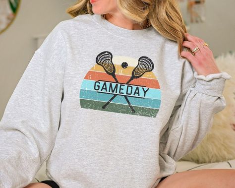 Lacrosse Apparel, Gameday Sweatshirt, Lacrosse Sweatshirt, Lacrosse Mom Shirts, Lacrosse Shirts, Girls Lacrosse, Cricut Inspiration, Lacrosse Gifts, Lacrosse Mom