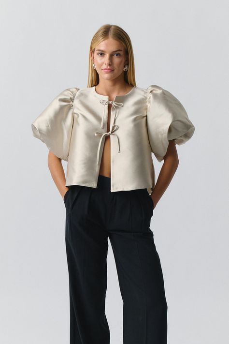 Neck Tie Blouse Outfit, Balloon Sleeve Blouse Outfit, Tie Front Blouse Outfit, Tie Neck Blouse Outfit, Tie Blouse Outfit, Homewear Dress, Balloon Sleeve Blouse, Tie Neck Blouse, Puff Sleeve Blouse