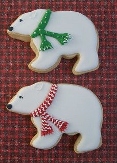 Polar Bear Cookies, Winter Cookie, Bear Cookies, Sugar Cookie Designs, Xmas Cookies, Fancy Cookies, Creative Cookies, Christmas Cookies Decorated, Christmas Sugar Cookies