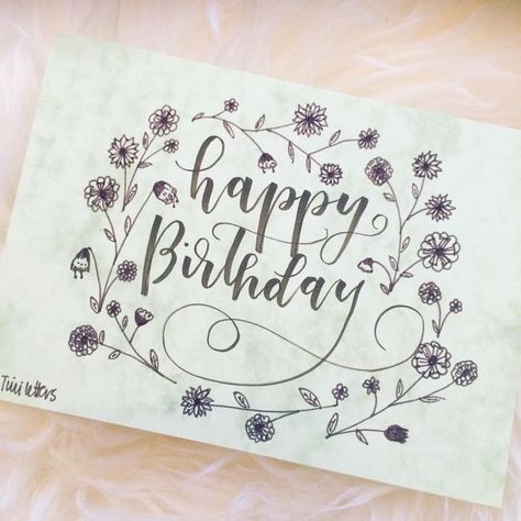 happy birthday Birthday Calligraphy, Happy Birthday Calligraphy, Calligraphy Cards, Happy Birthday Funny, Happy Thanksgiving Quotes, Bday Cards, Happy Birthday Fun, Card Drawing, Creative Activities For Kids