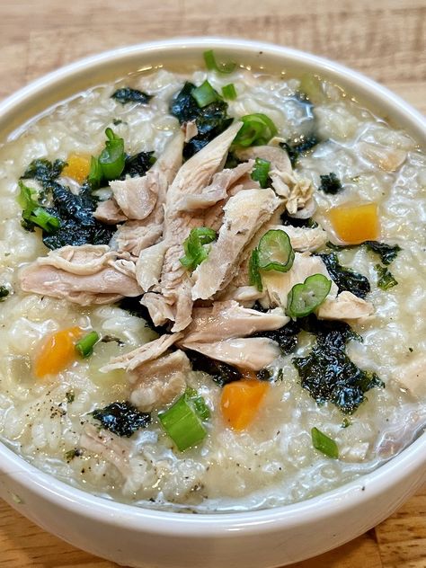 Korean Chicken Porridge (Dak Juk) Juk Recipe, Chicken Porridge, Love Korean, Easy Weekday Meals, Korean Chicken, Porridge Recipes, Korean Cooking, Korean Dishes, Best Comfort Food