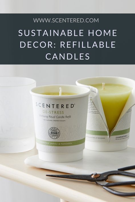 Scentered's refillable candles come in paper packaging and are a lot more sustainable as they reduce waste. An absolute must-have for your sustainable home! Our therapeutic candles are made from a custom blend of natural waxes, sustainably sourced and non-GM, with pure essentials oils for a clean burn and natural fragrance. #wellbeing #sustainable #rituals #mentalwellness #aromatherapy #relax House Is A Mess, Natural Aromatherapy, Paper Packaging, Ritual Candles, Candle Companies, Create Website, Natural Wax, Declutter Your Home, Aromatherapy Candles