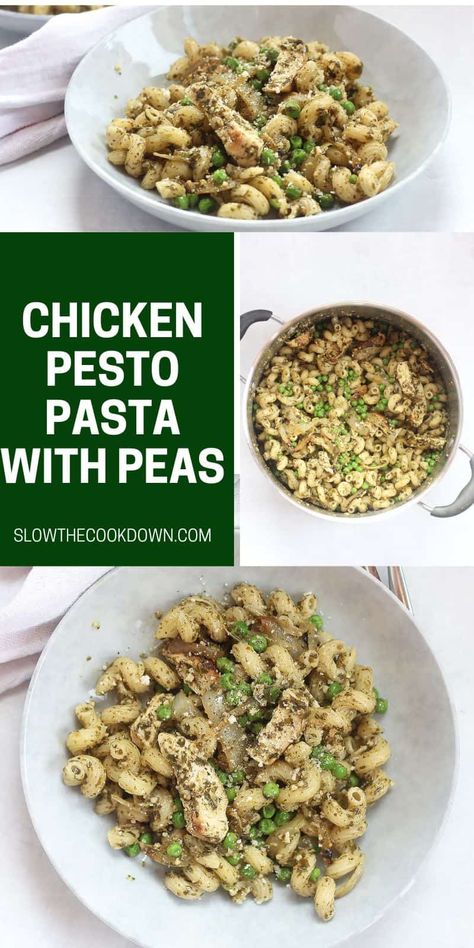 Pasta With Peas And Chicken, Chicken Peas Pasta, Chicken Basil, Chicken Pesto Pasta, Creamy Pesto Chicken Pasta, Basil Pesto Pasta, Pasta With Peas, Nourishing Recipes, Pea Pesto