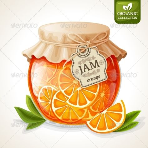 Orange Jam, Orange Citrus, Food Clipart, Blueberry Jam, Fruit Illustration, Vegetable Drinks, Illustration Food, Homemade Jam, Jam Jar