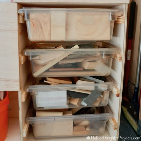 Scrap Wood Organization, Scrap Wood Storage Ideas, Wood Storage Ideas, Scrap Wood Storage, Garage Organization Shelves, Garage Wall Shelving, Organization Garage, Garage Organizing, Garage Systems