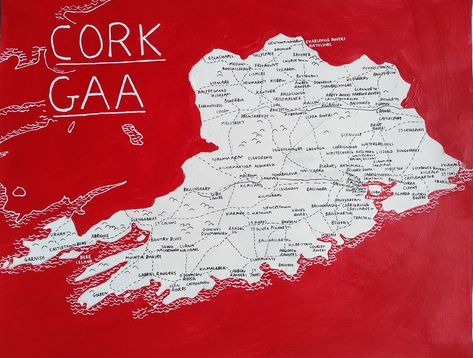 County Cork GAA map Cork Map, Cork City, County Cork, Out Of Place, Acrylic Ink, Free Paper, The Map, Cardboard Box, A Frame