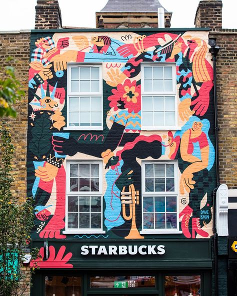 Coffee Shop Exterior, Exterior Murals, Shop Exterior, Starbucks Store, Interior Murals, Restaurant Exterior, Street Mural, Green Palette, Bristol Uk