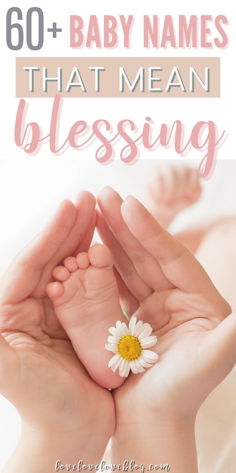 Here are more than 60 baby names that mean blessing! I share both baby girl and baby boy names meaning blessing. #babynames #babygirlnames #babyboynames Unique Baby Names And Meanings, Baby Name Meanings, Boy Names Meaning, English Boy Names, Indian Baby Names, Boy Name Meanings, Names Meaning, Modern Baby Names, Cute Gender