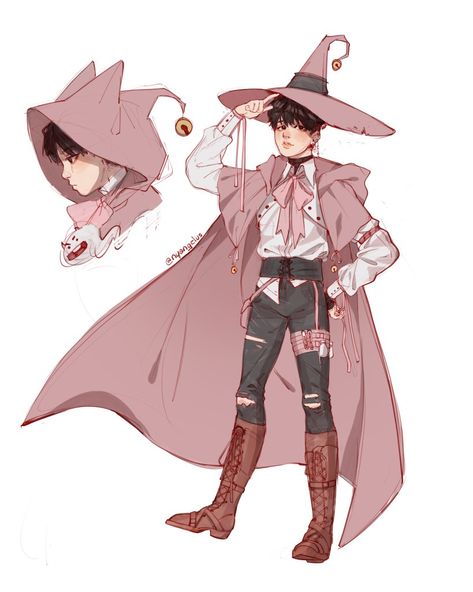 Day And Night Character Design, Anime Witch Outfit, Cute Witch Drawing, Witch Outfit Ideas, Outfit Ideas Drawing, Mushroom Outfit, Diy Witch, Dibujos Anime Chibi, Male Witch