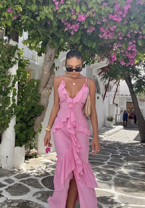 Live Shack Fancy Dress, Pink Wedding Outfit Guest, Blue Beach Wedding Guest Dress, Tropical Barbie Outfit, Cyprus Wedding Guest Outfit, European Summer Wedding Guest, Pink Vacation Dress, Bright Wedding Guest Outfit, Light Pink Dress Aesthetic