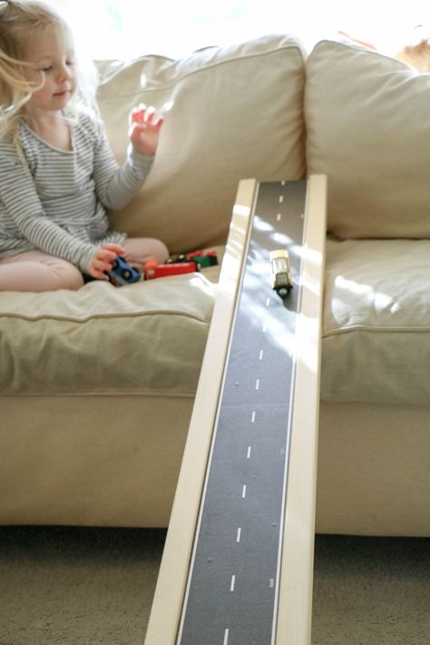 Handmade Holiday|DIY Car Ramp Moulding Diy, Diy Car Ramps, Home Depot Projects, Diy Toys Car, Truck Ramps, Toy Race Track, Wooden Ramp, Car Ramp, Cardboard Car