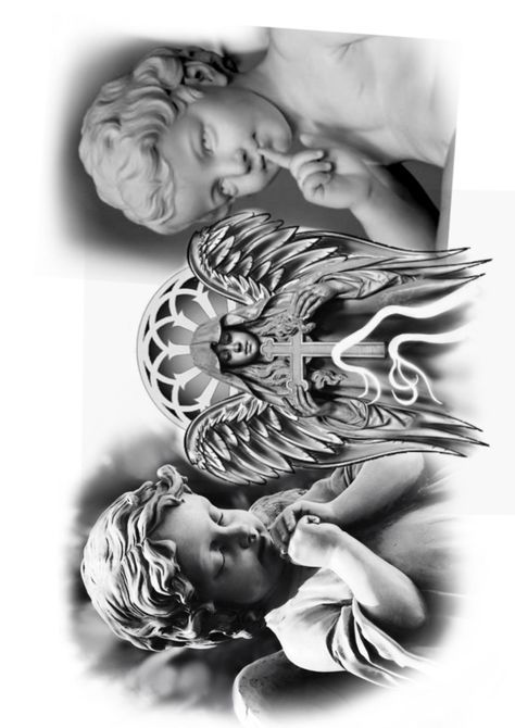 Chicano Angel Tattoo, Chest Tattoos Men, Tattoo Chest Men, Angel Neck Tattoo, Tattoo Designs Realistic, Chest Piece Tattoos Mens, Chest Tattoo Men Ideas, Tattoo Peito, Chest Tattoo Sketches