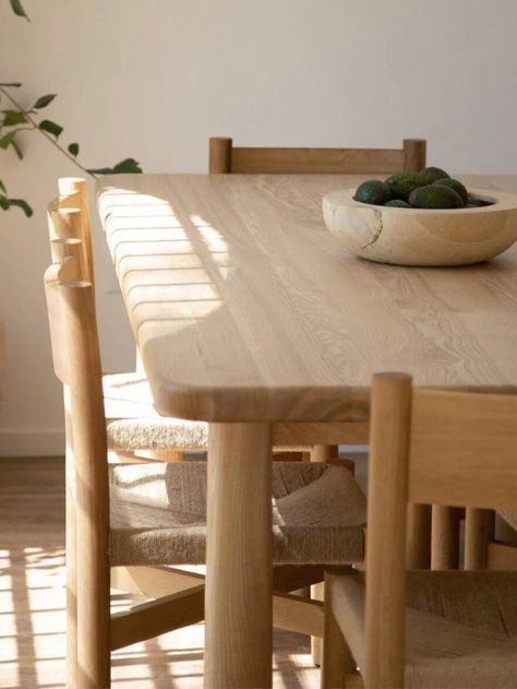 9 Wooden Dining Tables Made With Sustainable Materials - The Good Trade Raw Wood Dining Table, Light Oak Dining Table, Nature Office, Scandinavian Dining Table, Ojai Valley, Record Room, Hall Design, Mirrored Nightstand, House Supplies