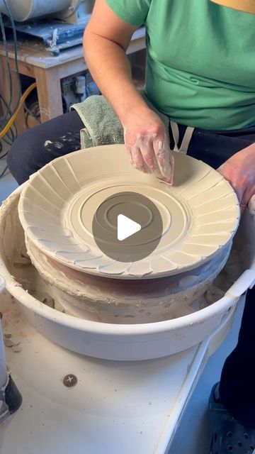 4,661 likes, 56 comments - stevenshowalterpottery on February 26, 2022: "What do you think of my new video lighting? Started my day with one last round of my new chip & dips! These will have a dip bowl made later that will rest inside the middle circle I create. They also work great as serving platters without the dip bowl. The rest of the day is mugs for my next restock to be announced soon! #potteryvideos #pottery #ceramics #clay #handmade #makersgonnamake #smallbusiness #design #slip #satisf Pottery Slip Decoration, Chip Dips, Pottery Slip, Ceramic Serving Platter, Slip Decoration, Handmade Pottery Bowls, Pottery Platter, Pottery Videos, The Dip