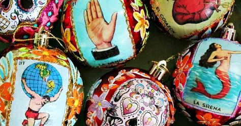 This year I wanted to make something special for my family for Christmas instead of the usual book, rare vodka or beer subscription.  I wen... Loteria Ornaments, Hispanic Christmas, Fiesta Crafts, Mark Montano, Mexican Christmas Decorations, Mexico Christmas, Arts And Crafts For Adults, Mexican Christmas, Mexican Crafts