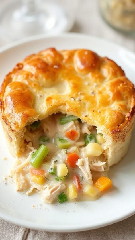 Chicken Pot Pie Recipe From Scratch, Chicken Pot Pie Recipe Puff Pastry, Easy Homemade Tomato Soup, Puff Pastry Chicken, Homemade Chicken Pot Pie, Chicken Pot Pie Recipe, Pot Pie Filling, Tomato Soup Homemade, Bites Recipes