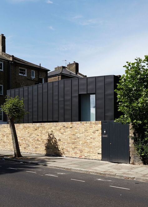 Infill House, Brown Architecture, Zinc Cladding, Metal Facade, House In London, House Cladding, Mews House, Passive Design, Metal Cladding