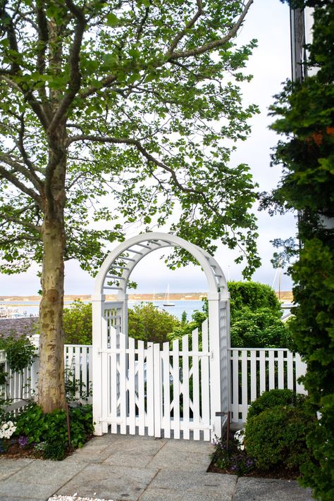 Walpole Outdoors, Wooden Garden Gate, Garden Archway, Custom Gates, Garden Arbor, White Picket Fence, Fine Living, Fence Gate, Fence Design