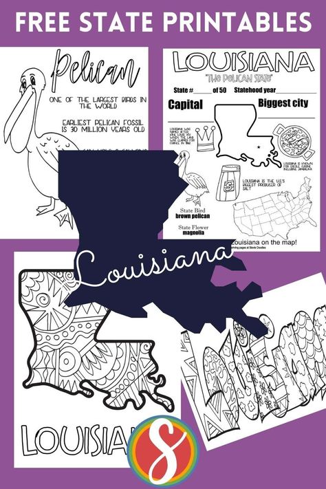 Free Louisiana Printable Coloring Page Activities — Stevie Doodles Free Printable Coloring Pages Louisiana Crafts For Kids, Louisiana Coloring Pages, Louisiana Purchase Activities, Louisiana Crafts, Travel Ideas For Kids, Homeschool Themes, Louisiana Vacation, Free Coloring Printables, Map Of United States