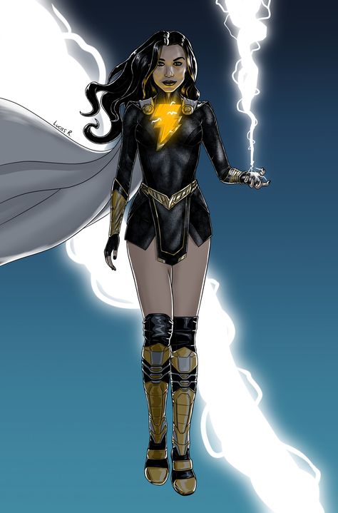 Mary Marvel, Heroes Reborn, Side Portrait, Superhero Suits, Justice League Dark, Black Costume, Marvel Comic Books, Marvel Dc Comics, Teen Titans